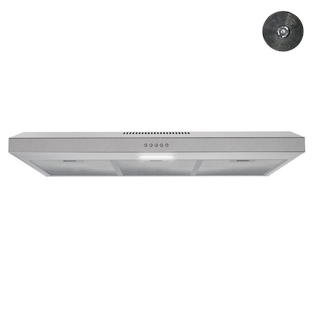 Streamline 36 in. Donini Ductless Undermount 80 CFM Range Hood in Brushed Stainless Steel T-10549-1-DL